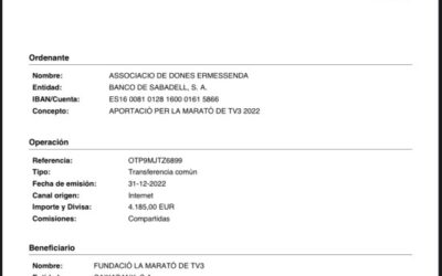 Hem aconseguit 4.185€ per La Marató de TV3!!! Un èxit!!! – 31/12/22